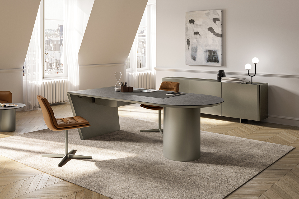 CILINDRO DESK_Platte aus Keramik